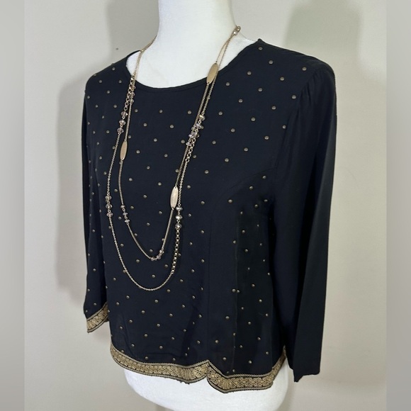 Mi ami sz sm top 100% rayon lined studded front all in place Gold trim on hem - Picture 3 of 14